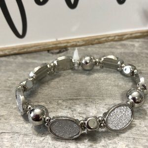 NWOT Silver Tone Glitter Stretch Bracelet!